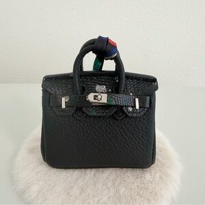 Mini Top Handle Bag Charm Leather / Lizard Embossed Flap / Sparkle Detail
